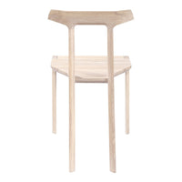 Natural wood chair with a minimalist design, featuring a light, smooth finish and clean, simple lines.