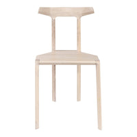 Light wooden chair with a sleek, minimalist design and natural finish, showcasing smooth lines and subtle texture.