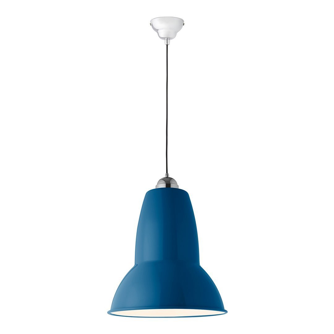 Blue pendant lamp with a sleek, modern design and a smooth matte finish. Perfect for contemporary interiors.