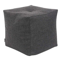 Gray textured cube ottoman with a minimalist design and subtle pattern. Perfect for modern decor.