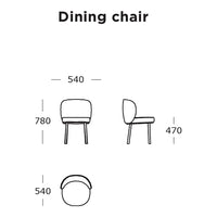 "Stylish dining chair in solid color with sleek, minimalist design and smooth curves."