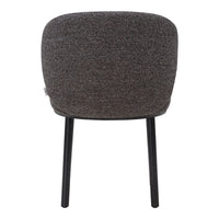 Brown textured upholstery with subtle gray flecks, complemented by sleek black legs. Ideal for modern decor.