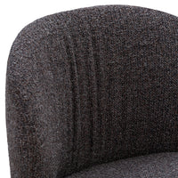 Textured gray fabric with subtle stripes, showcasing a modern, cozy look for contemporary seating.