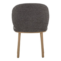 Gray textured upholstery chair with natural wood legs, featuring a smooth, rounded back. Perfect for modern decor.