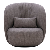 Textured dark gray accent chair with a smooth, rounded shape and a matching cushion for added comfort.