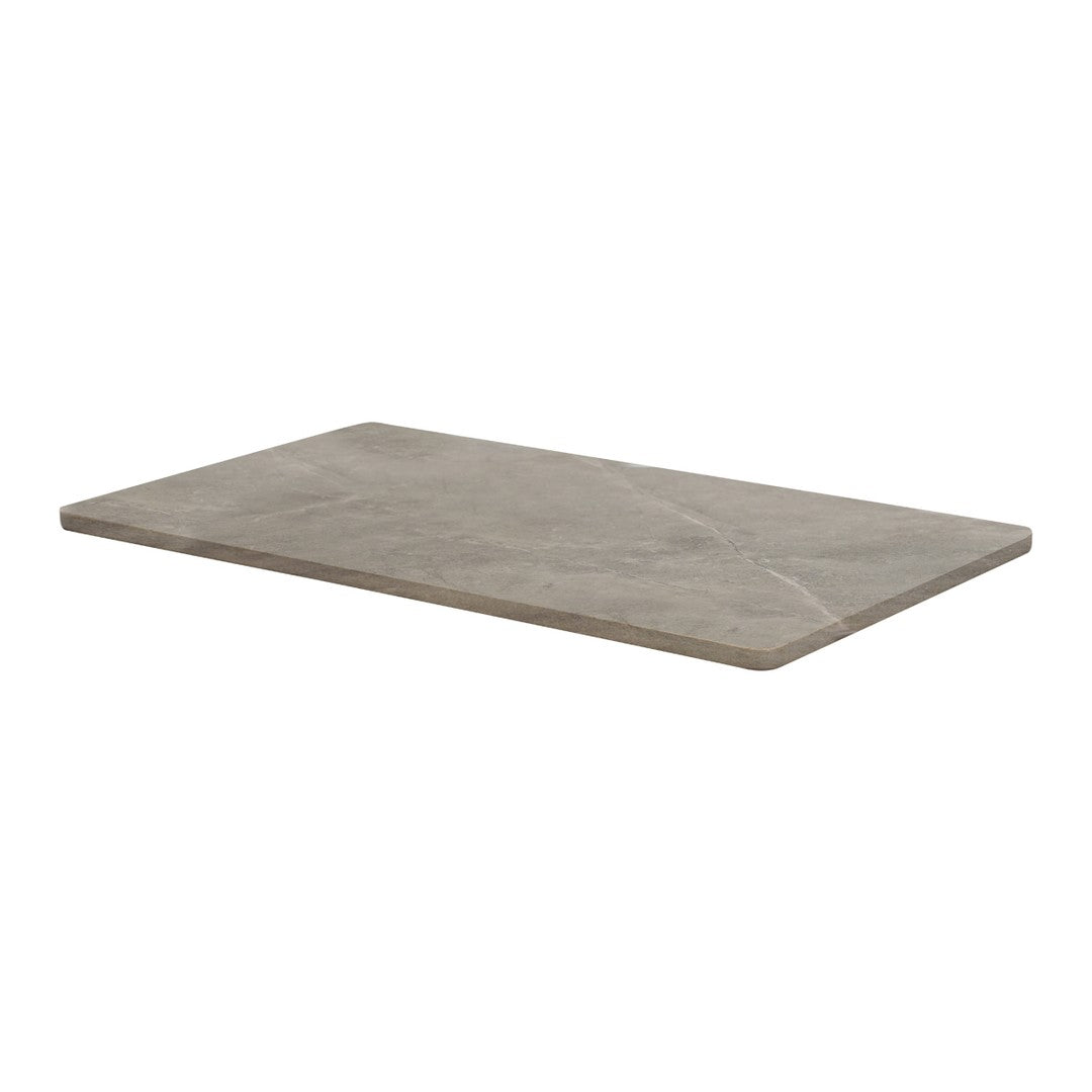 Gray rectangular tabletop with a smooth, matte finish and subtle white veining for a modern look.