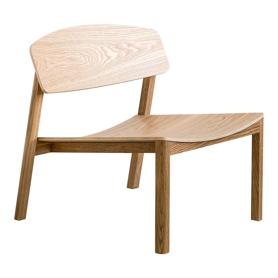 Light oak wood chair with a smooth, natural grain pattern and minimalist design, showcasing earthy tones and clean lines.