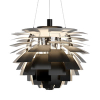 Modern pendant lamp featuring black and white layered patterns, creating a stylish, contemporary look.