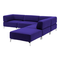 Vibrant purple modular sofa with a sleek, modern design and clean lines, perfect for stylish living spaces.