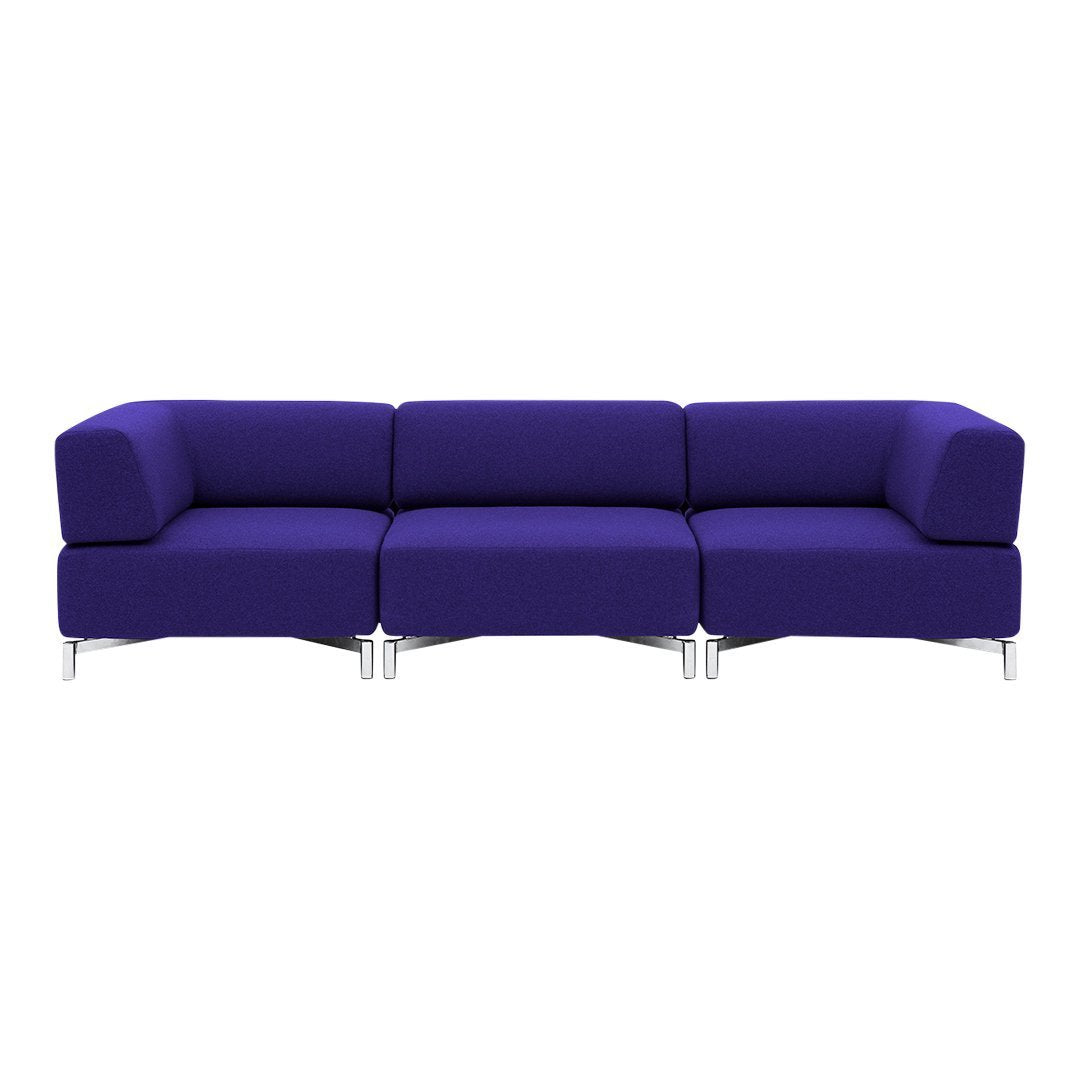 Vibrant purple modular sofa with a smooth, solid fabric design, perfect for modern living spaces.
