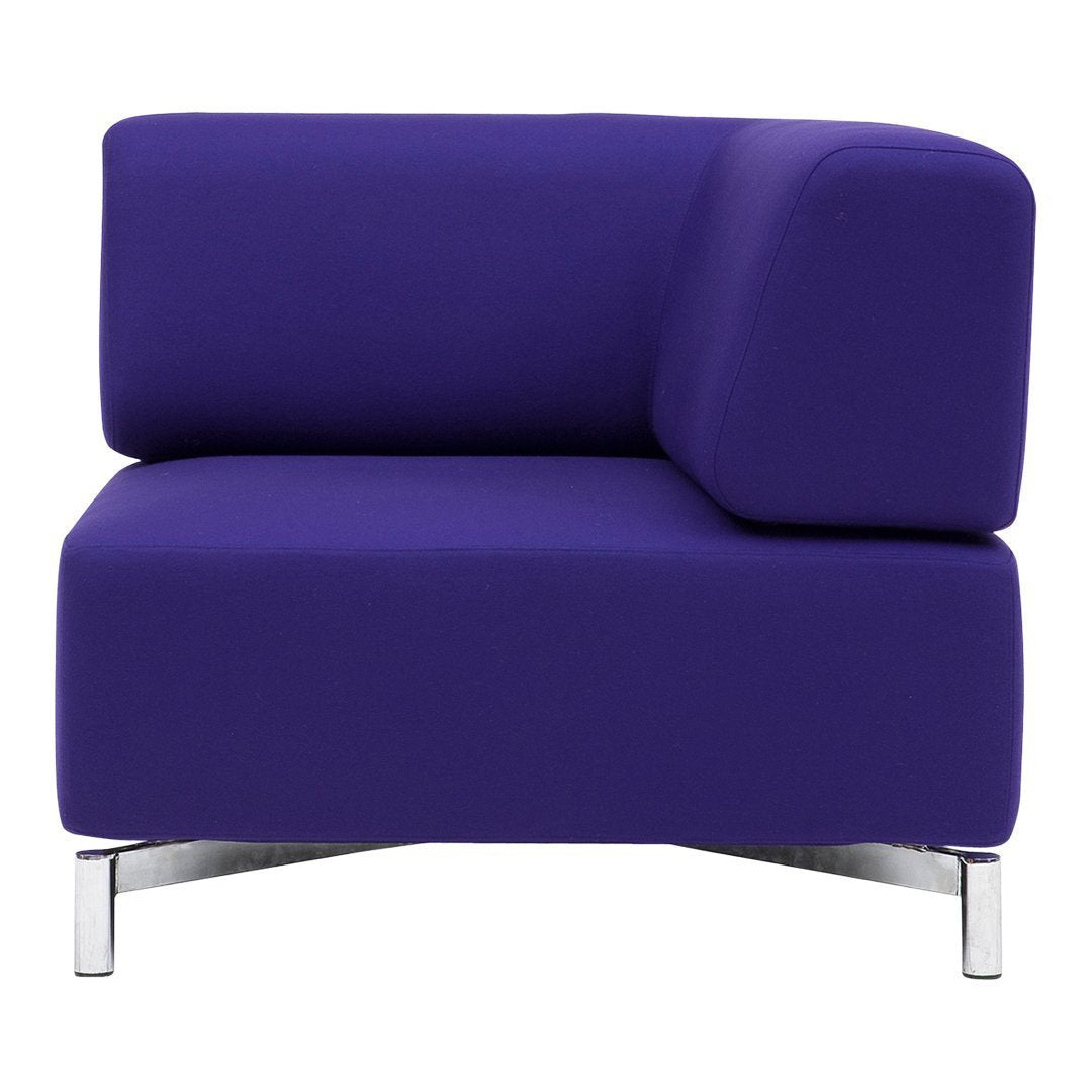 Modern purple accent chair with a sleek, minimalist design and chrome legs. Perfect for contemporary interiors.