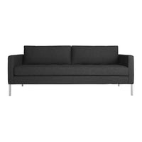 Sleek grey sofa with clean lines and subtle textured pattern, featuring a modern minimalistic design.