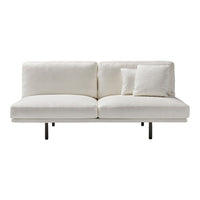 Stylish white sofa with clean lines, featuring a minimalist design and subtle textured cushions for added comfort.