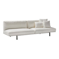 Modern white sectional sofa with clean lines and plush cushions. Minimalist design for contemporary interiors.