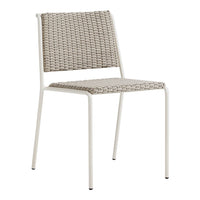 Light beige woven seat and backrest with a white metal frame, perfect for modern decor.