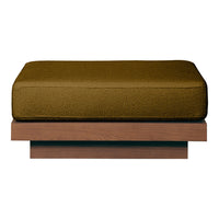 Olive green cushion on a sleek wooden base, featuring a minimalist design for modern decor.