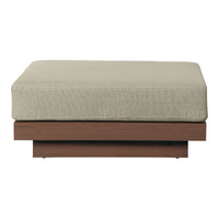 Light beige cushion atop a dark wood base, featuring a subtle textured pattern for a modern look.
