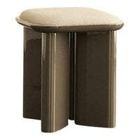 Modern taupe stool with a plush beige seat and glossy finish, featuring a sleek, minimalist design.