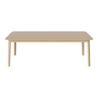 Light oak coffee table with a smooth, natural wood grain finish and simple, minimalist design.
