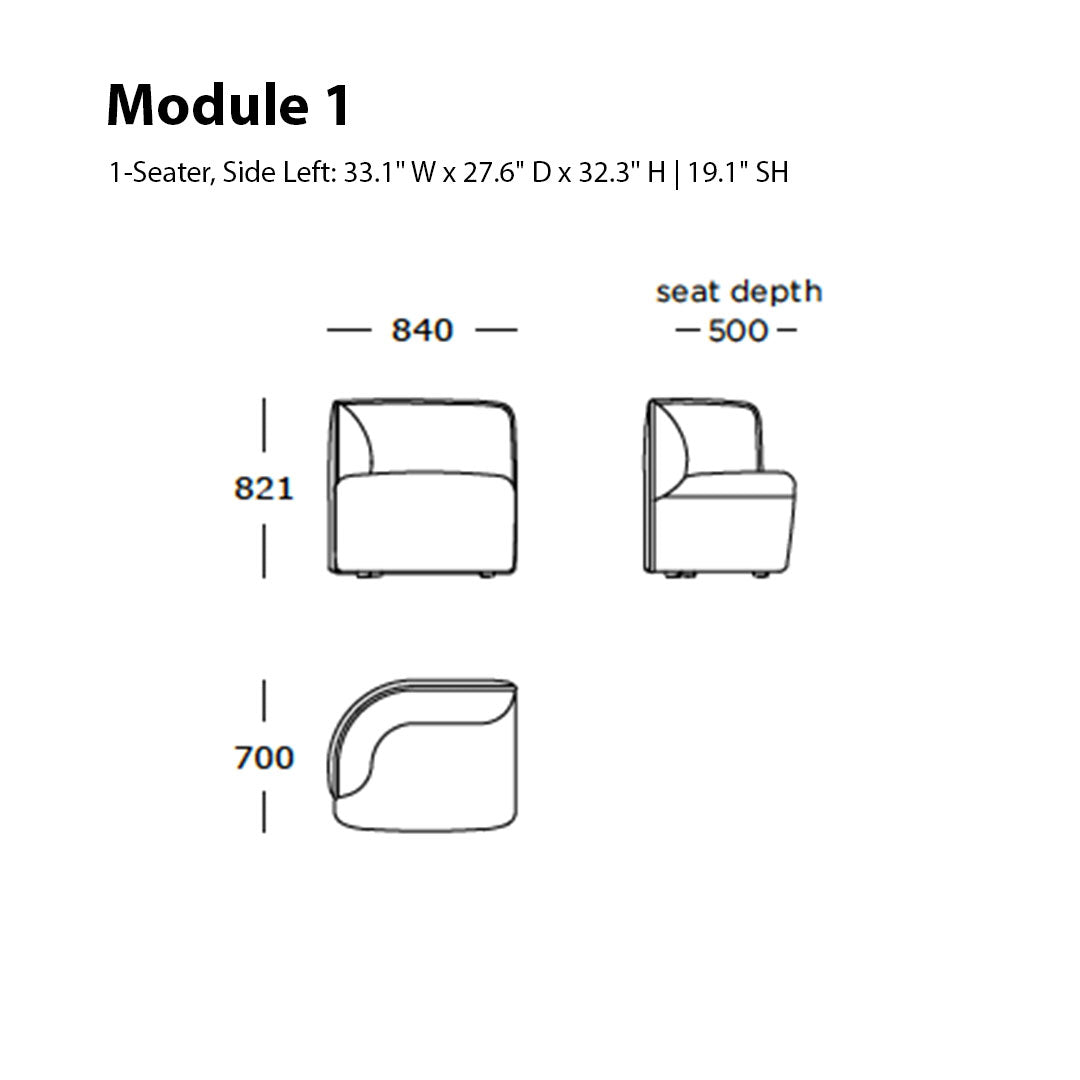"Stylish one-seater module with sleek lines and a modern color palette, perfect for any contemporary space."