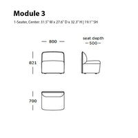 "Contemporary modular sofa in soft gray fabric with clean lines and minimalistic design, ideal for modern interiors."