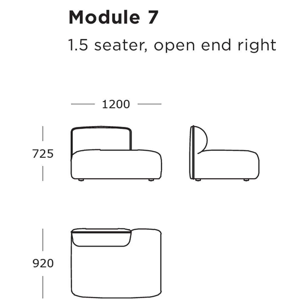 "Minimalist 1.5 seater sofa design with smooth curves and a sleek, modern silhouette in neutral colors."