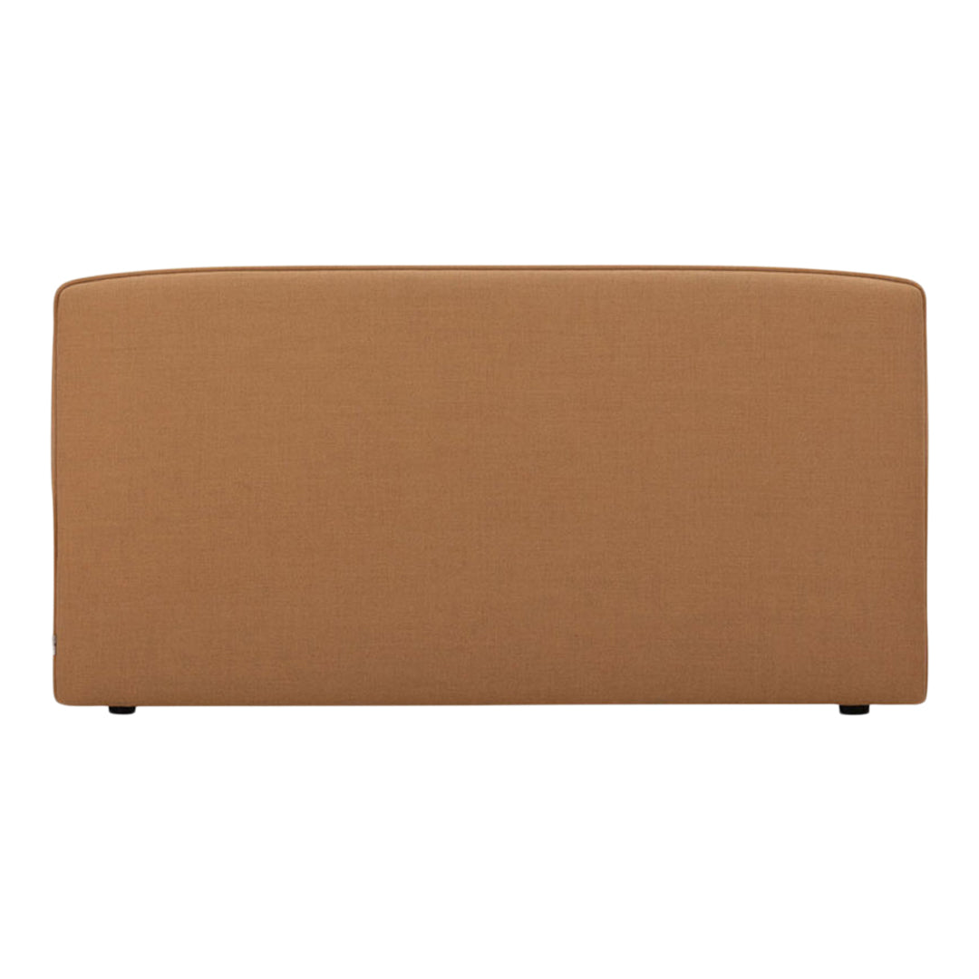Solid tan upholstered headboard with a smooth fabric texture and clean lines, perfect for modern decor.