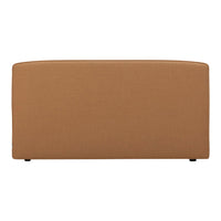 Solid tan upholstered headboard with a smooth fabric texture and clean lines, perfect for modern decor.