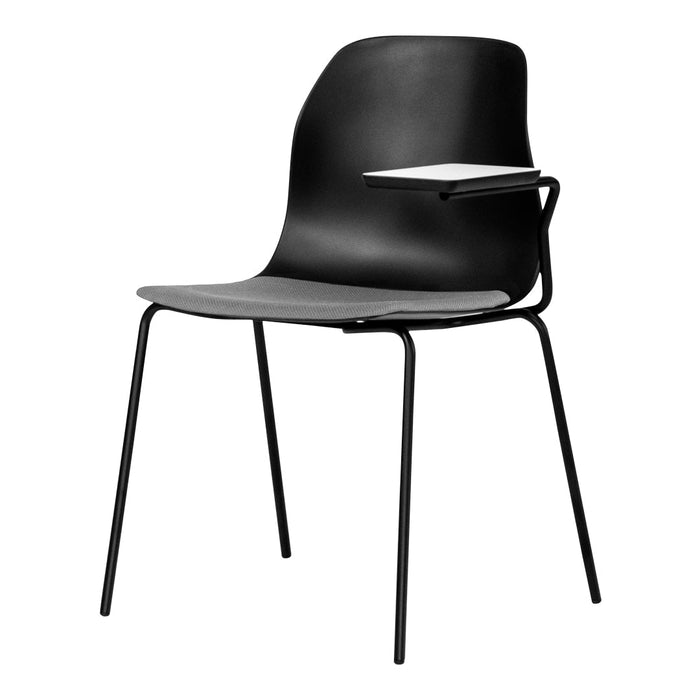 Pelican 08 Chair - Left Fixed Tablet - 4 Leg, Black Lacquered Metal  - Seat Upholstered