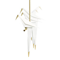 White origami cranes with gold accents, creating a modern and elegant design for stylish decor.