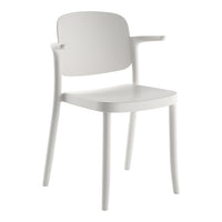 White modern chair with smooth, minimalist design and solid color finish, perfect for contemporary decor.