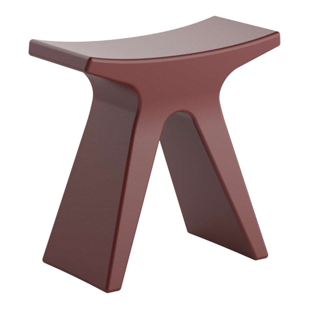 Stylish maroon stool with a sleek, modern design and smooth, solid finish. Perfect for contemporary spaces.