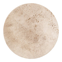 Round, light beige tabletop with a textured, speckled surface, perfect for modern decor.