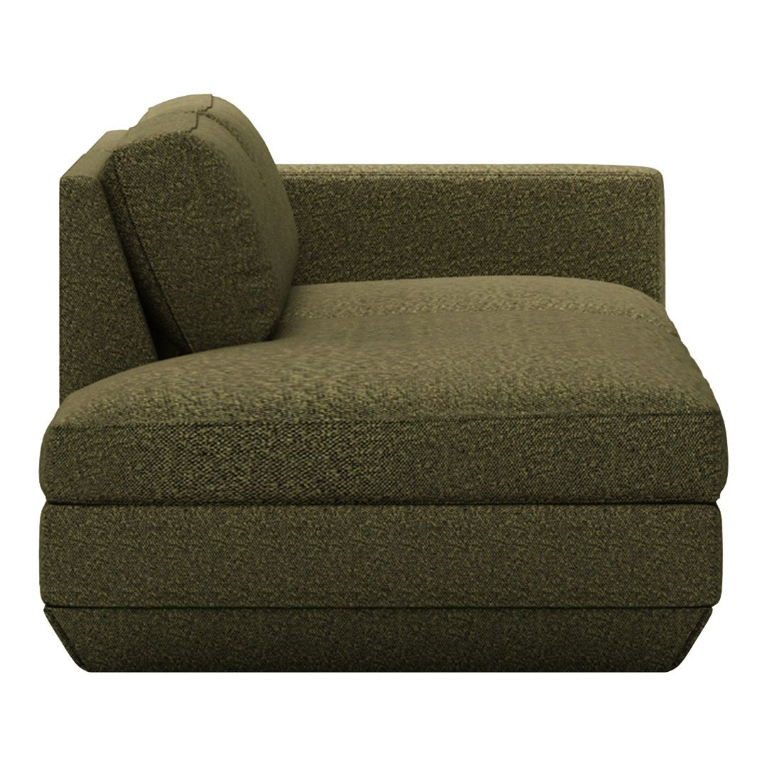 Olive green textured sofa with a modern, minimalist design and a plush, comfortable cushion. Perfect for any living space.