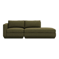 Green textured sectional sofa with a modern design and minimalist style. Perfect for contemporary living spaces.