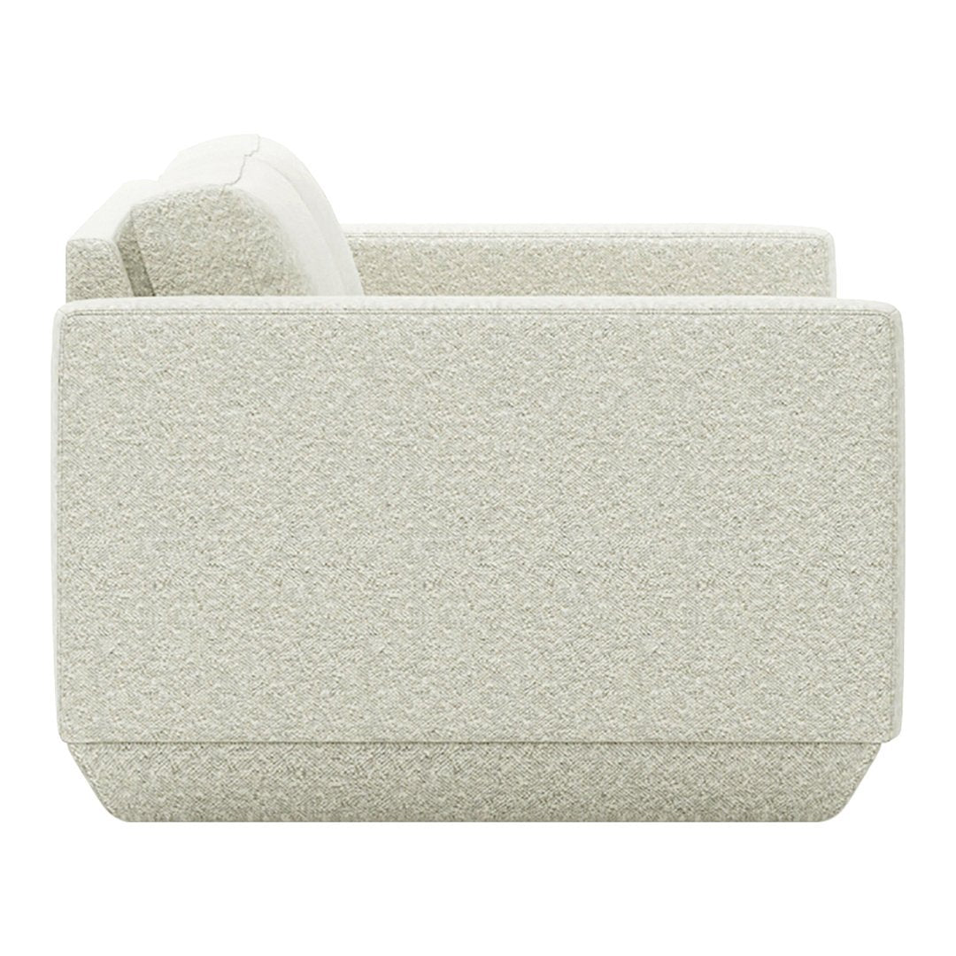 Textured light gray sofa with a modern, minimalistic design and subtle pattern. Perfect for contemporary interiors.