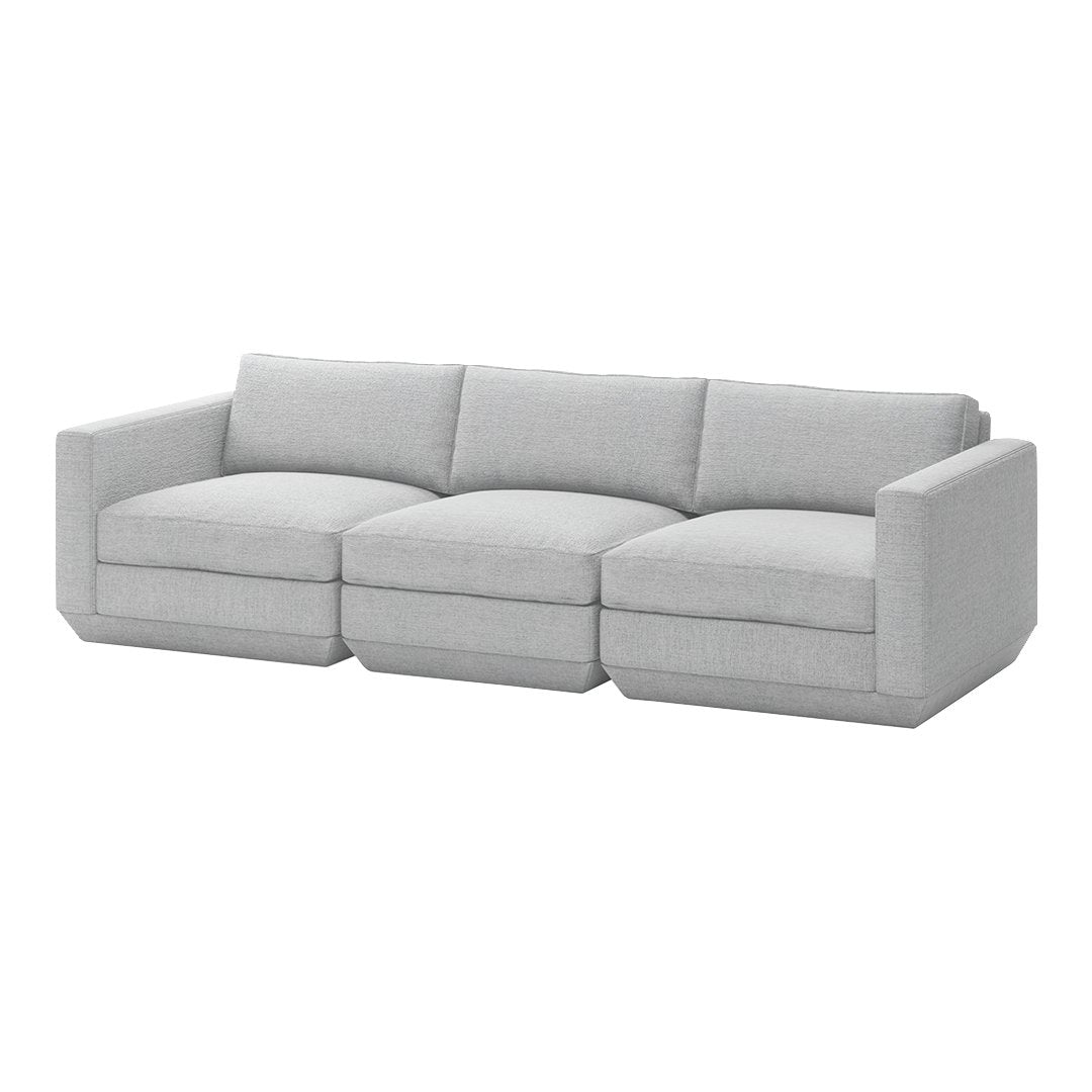 Light gray sofa with a smooth, textured fabric and clean, modern lines. Perfect for contemporary living spaces.