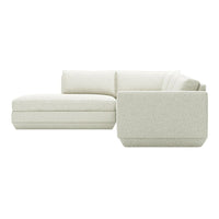 Light cream modular couch with a textured, soft fabric and modern, minimalist design. Perfect for contemporary decor.