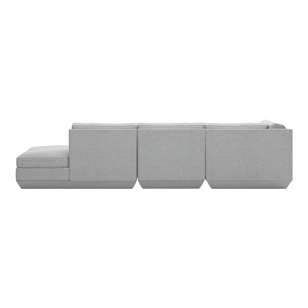 Gray modular sofa with a textured fabric and sleek, minimalist design. Perfect for modern living spaces.