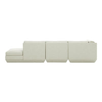Modern beige sectional sofa with minimalist design and textured fabric, creating a stylish and contemporary look.