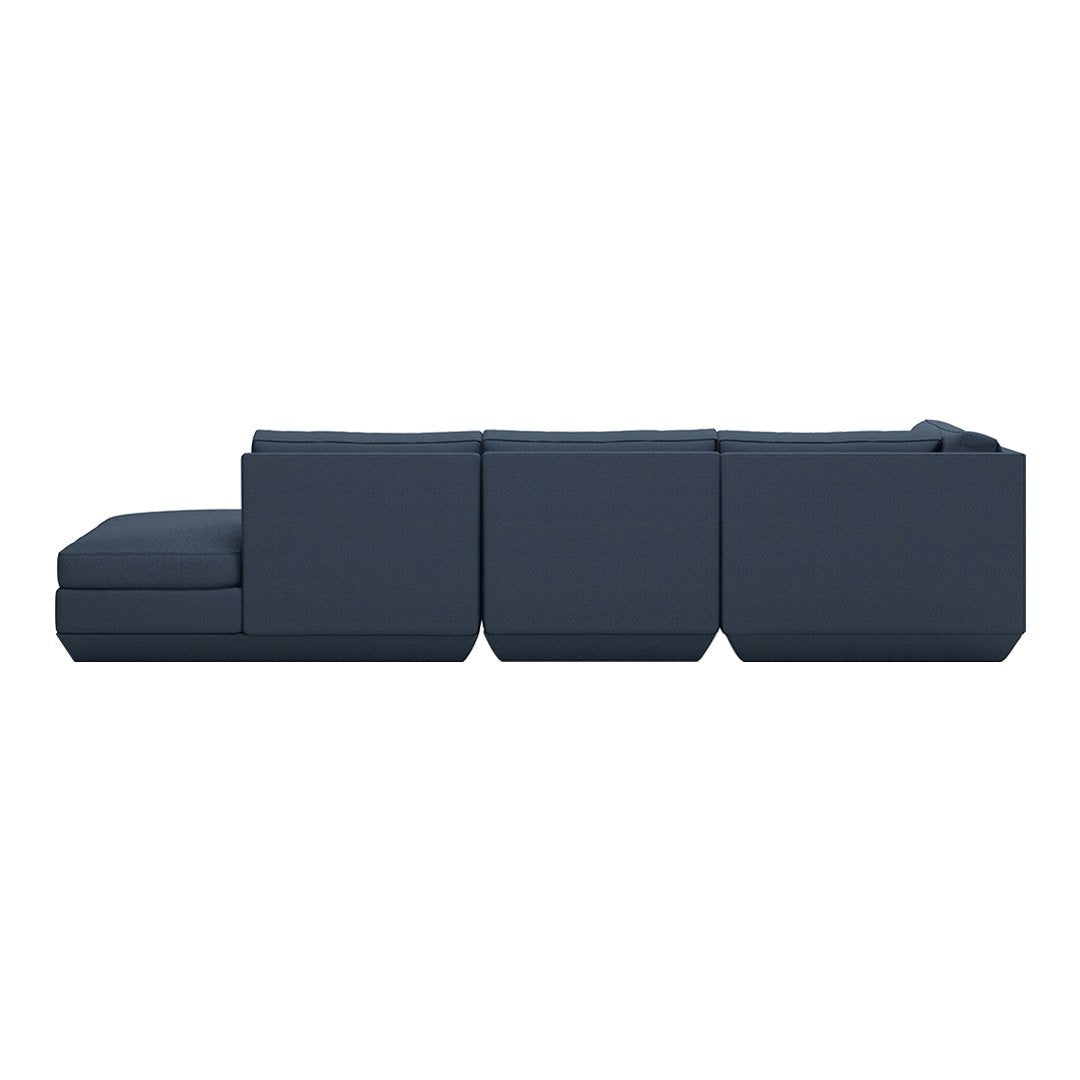 Navy blue modular sofa with a sleek, solid design and clean lines, perfect for modern interiors.
