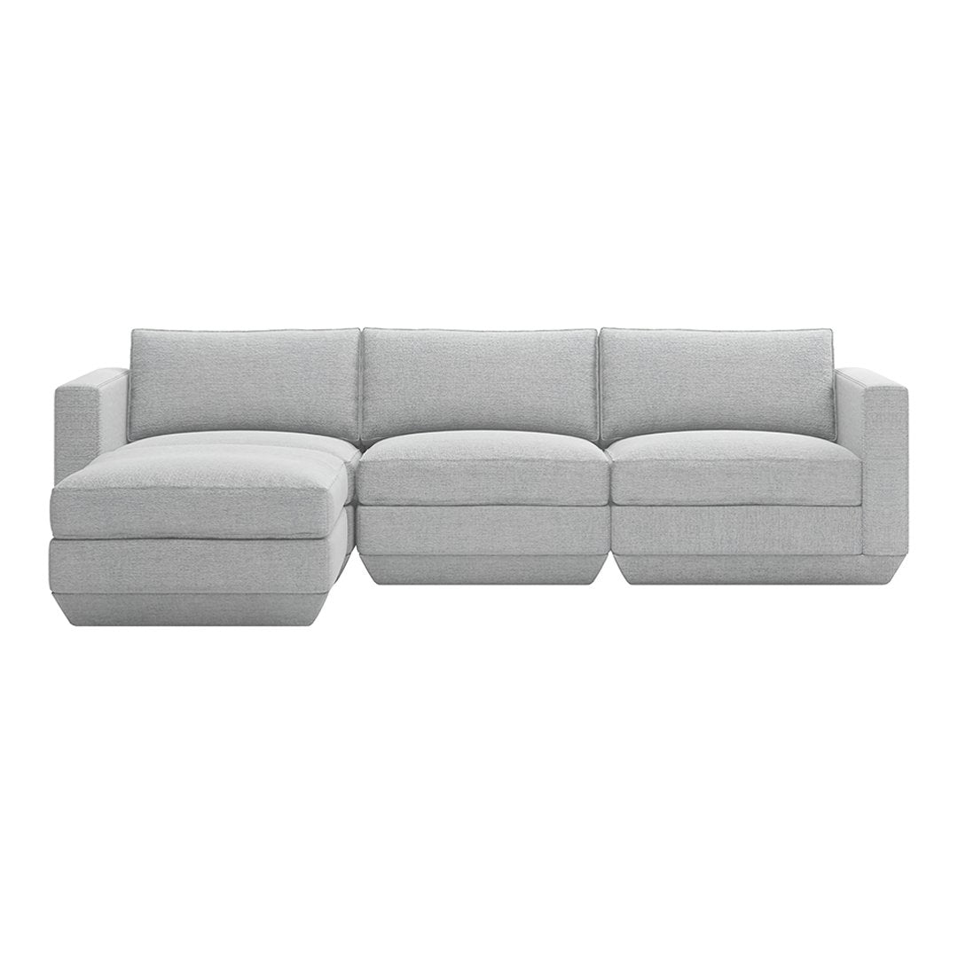Light gray sectional sofa with a clean, modern design and subtle texture. Perfect for contemporary living spaces.