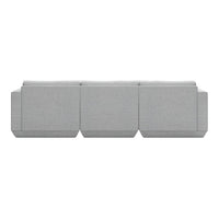 Gray three-seat sofa with a sleek, modern design and textured fabric. Perfect for contemporary living spaces.