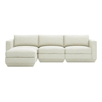 Light cream sectional sofa with textured fabric and clean, modern lines for versatile home decor.