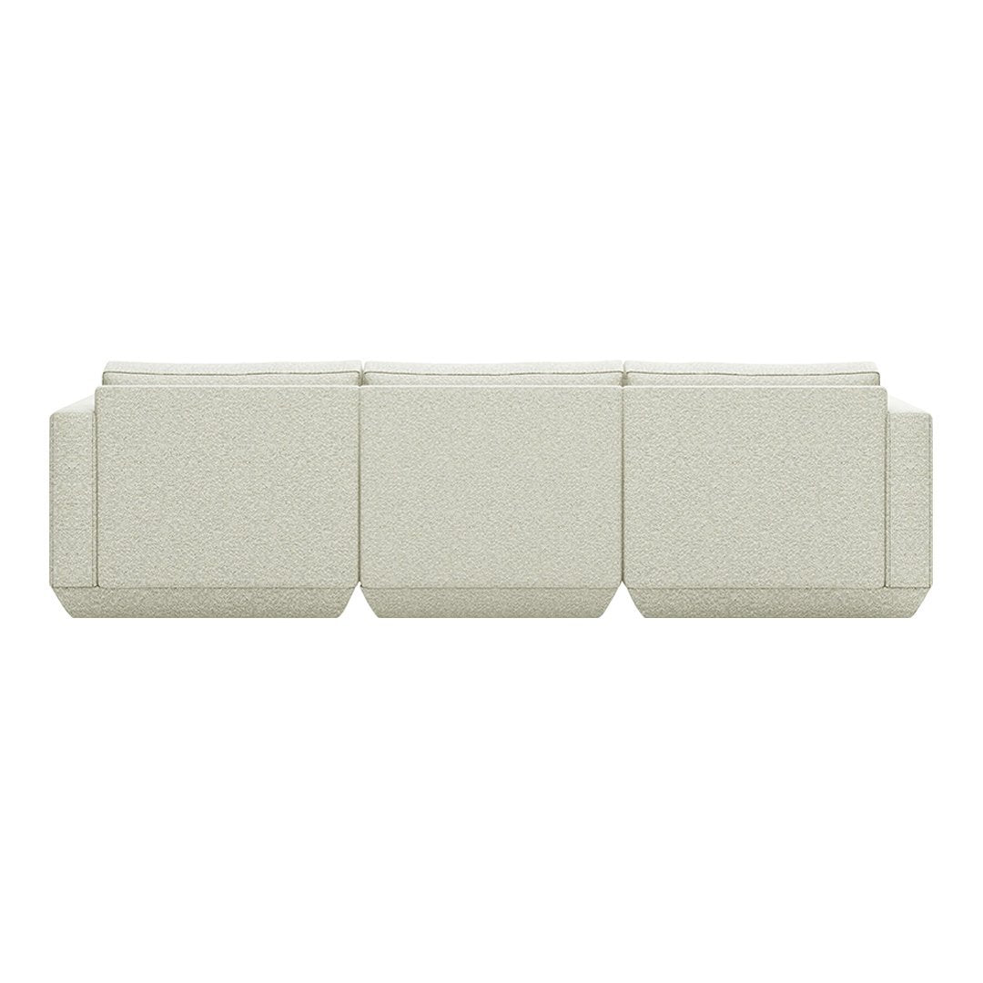 Light gray sofa with a modern, minimalist design featuring a textured, woven pattern. Ideal for contemporary decor.