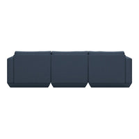 "Deep navy blue modular sofa with a sleek, minimalistic design and clean lines."