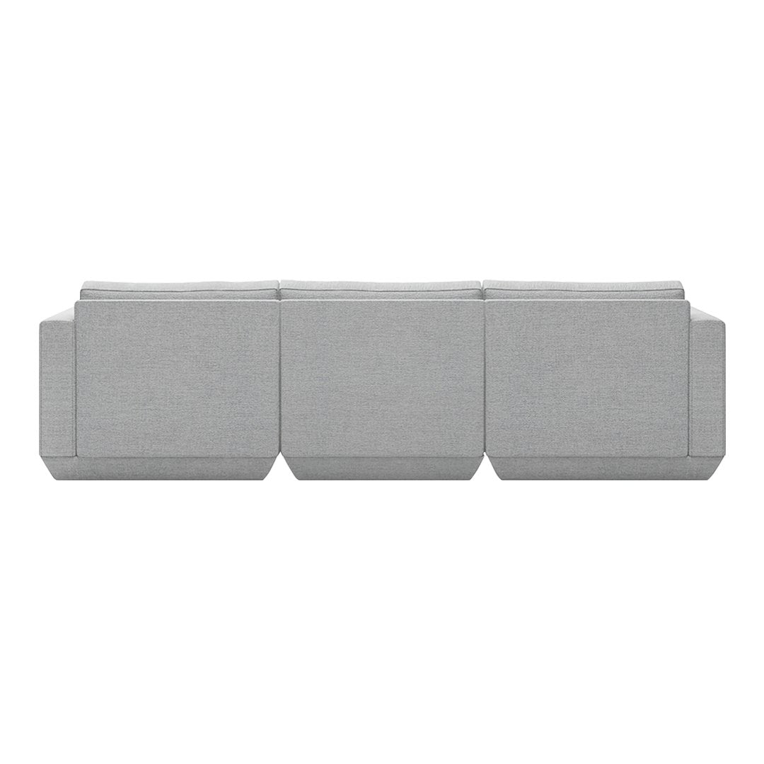 Gray sectional sofa with a textured fabric and clean lines, perfect for modern living spaces.
