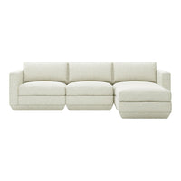 Light beige sectional sofa with a soft, textured fabric and clean, modern lines. Perfect for contemporary living spaces.