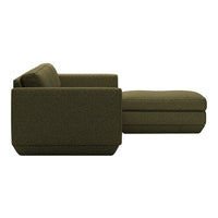 Sleek, modern sectional sofa in deep olive green, featuring a textured fabric pattern for added depth and style.