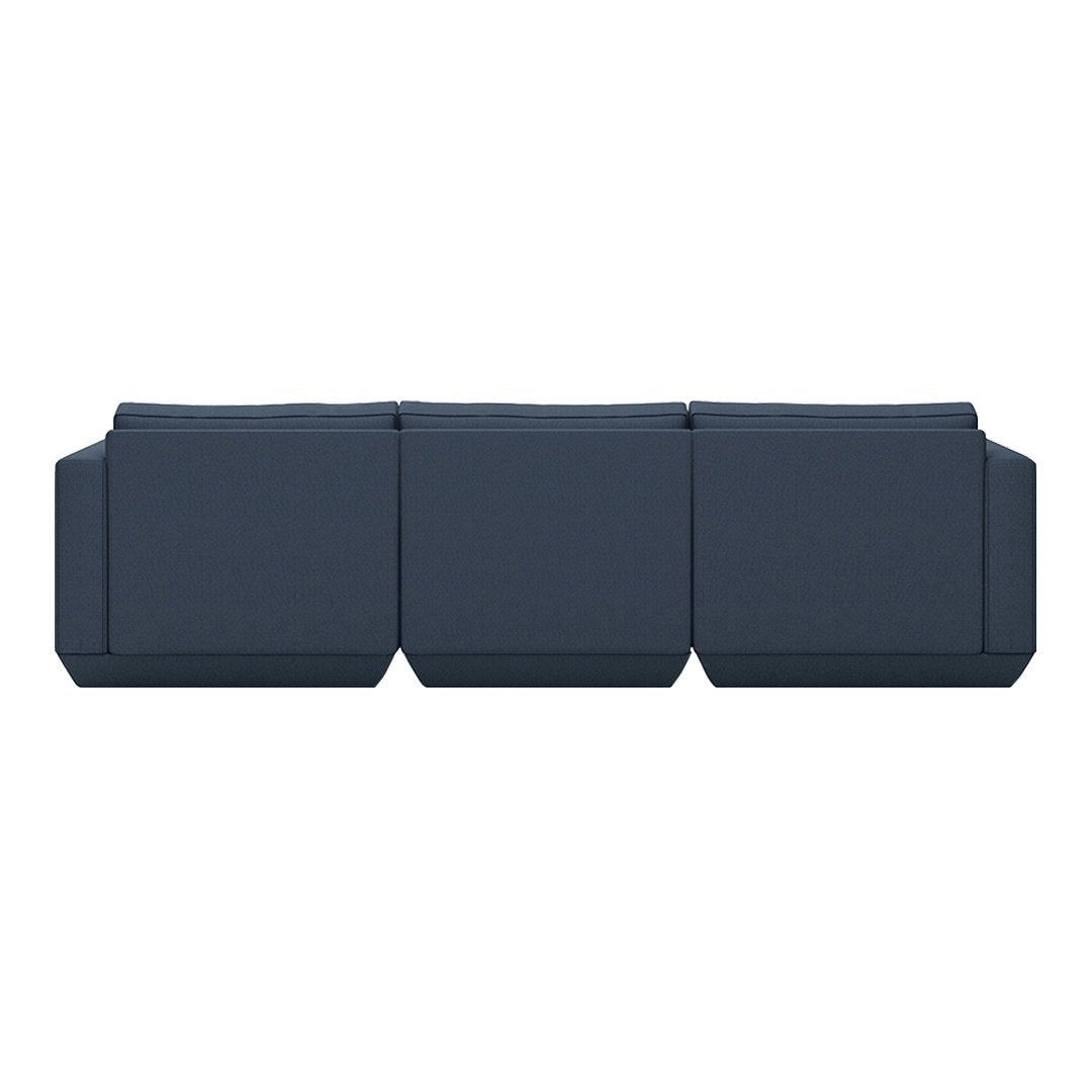 Dark navy blue modular sofa with a sleek, minimalist design and smooth fabric texture. Perfect for modern living spaces.